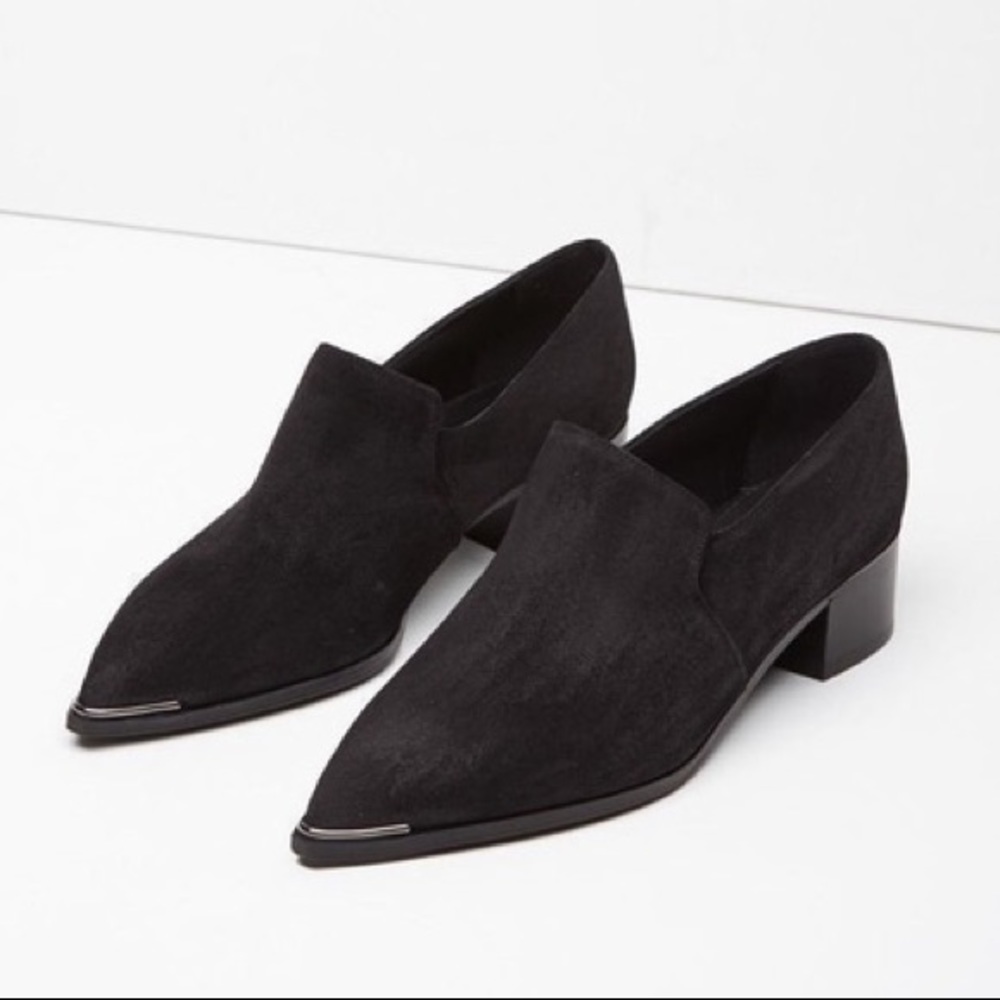 Acne Studios Jaycee black suede pointed loafers